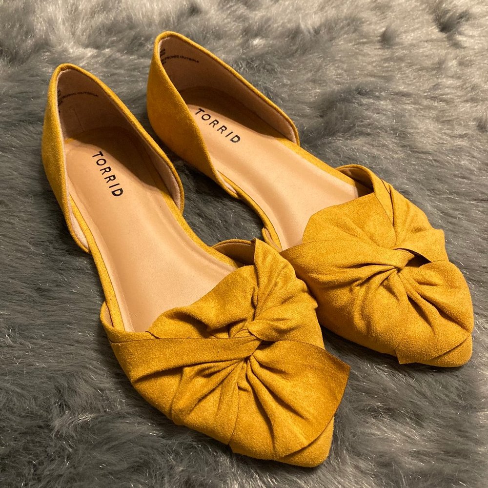 Torrid mustard D'orsay bow flat 8
